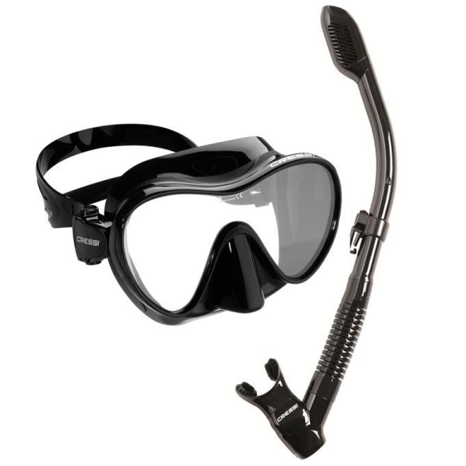 Gambar Combo Set Cressi Mask F1 Frameless Masker Snorkeling Selam Diving Dive - Black dari Random Class undefined Tokopedia