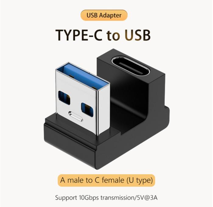 Gambar 90 Degree Right Up Down Angled USB3.0 Male to Type C Female Extension - H dari Honey Computer undefined Tokopedia