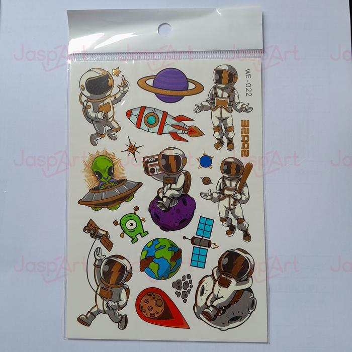 Gambar Sticker Tattoo Stiker Tato untuk Anak Tato Motif Dinosaurus Astronot - we-022 dari Jaspart undefined Tokopedia