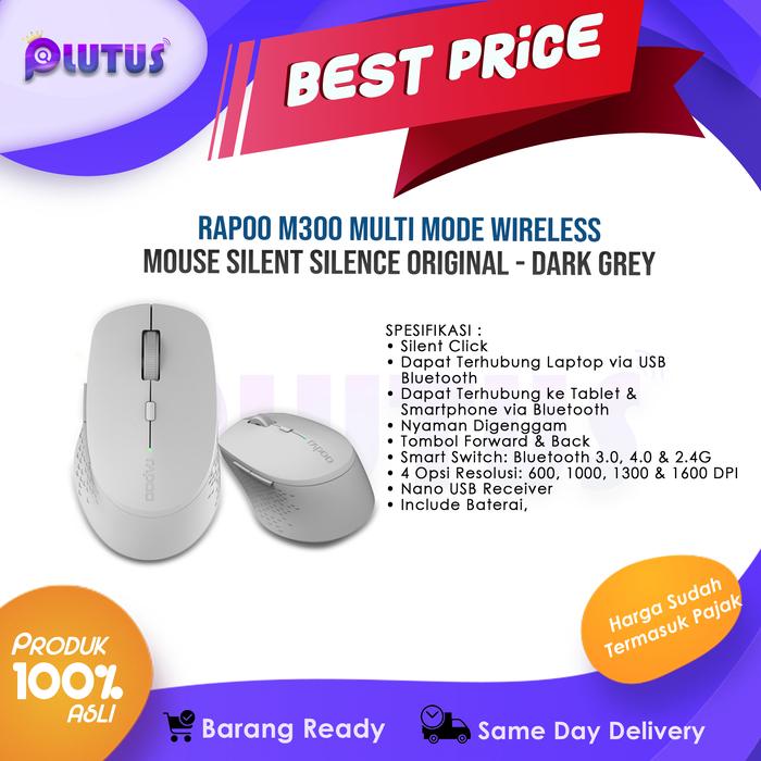 Gambar Rapoo M300 Multi mode Wireless Mouse Silent Silence Original - Light Grey dari PLUTUS ID undefined 5 Tokopedia