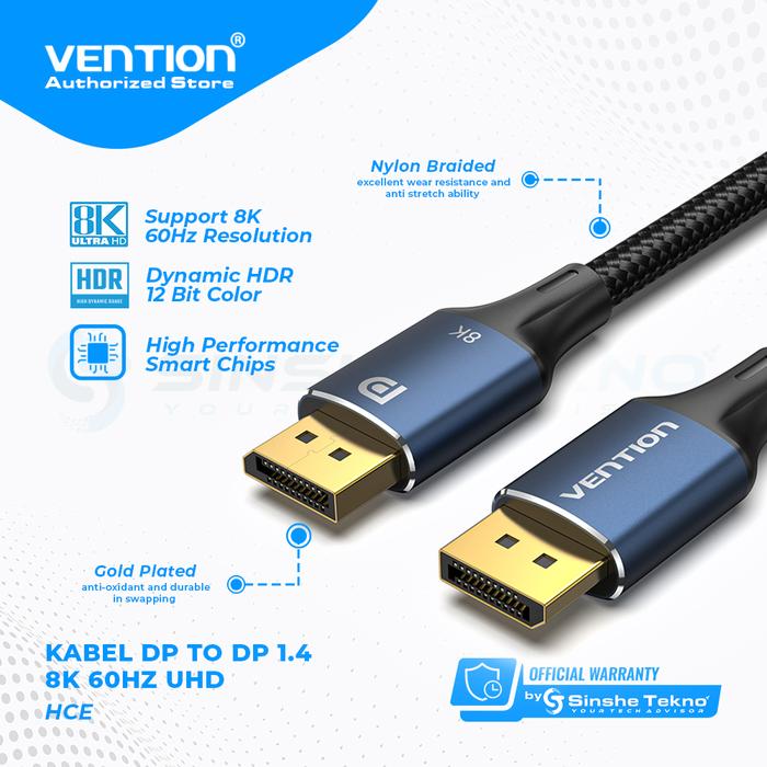 Gambar DT - Vention Kabel DP Display Port Male to Male High Refresh Rate 8K dari Vention Authorized Store undefined Tokopedia