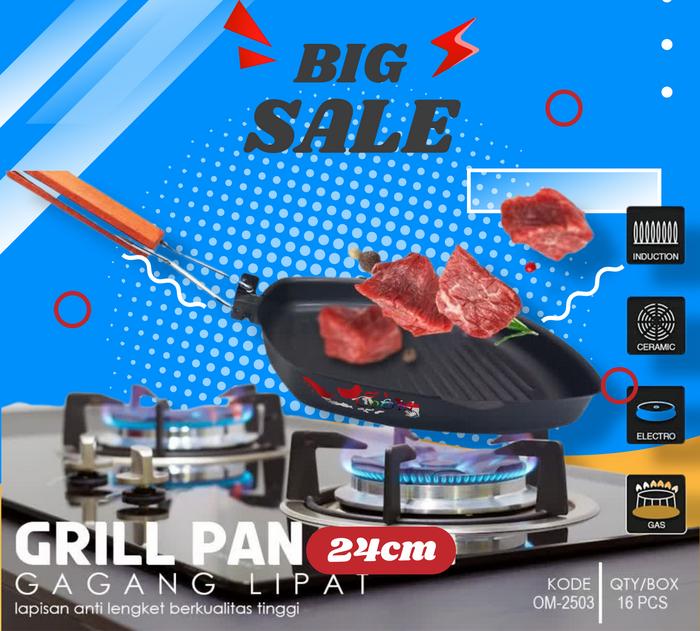 Gambar Panci Panggang Square Grill Pan 28Cm Foldable Wajan Anti Lengket Teflo - 24Cm dari Co&id undefined Tokopedia