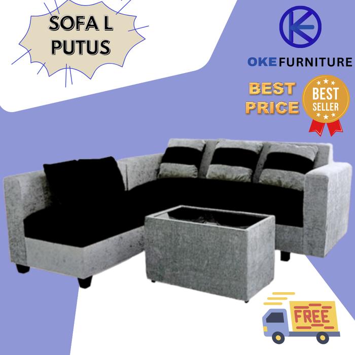 Gambar GRATIS ONGKIR JABODETABEK! Sofa L putus - Sofa Minimalis - Hitam Abu dari Oke Furniture undefined Tokopedia
