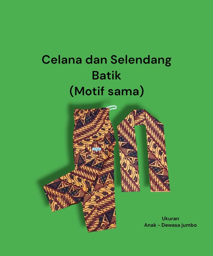 Gambar Celana Boim Dan Selendang Batik Motif sama Untuk Anak sampai Dewasa - Paket Coklat, Size 2 dari Omier muslim undefined Tokopedia