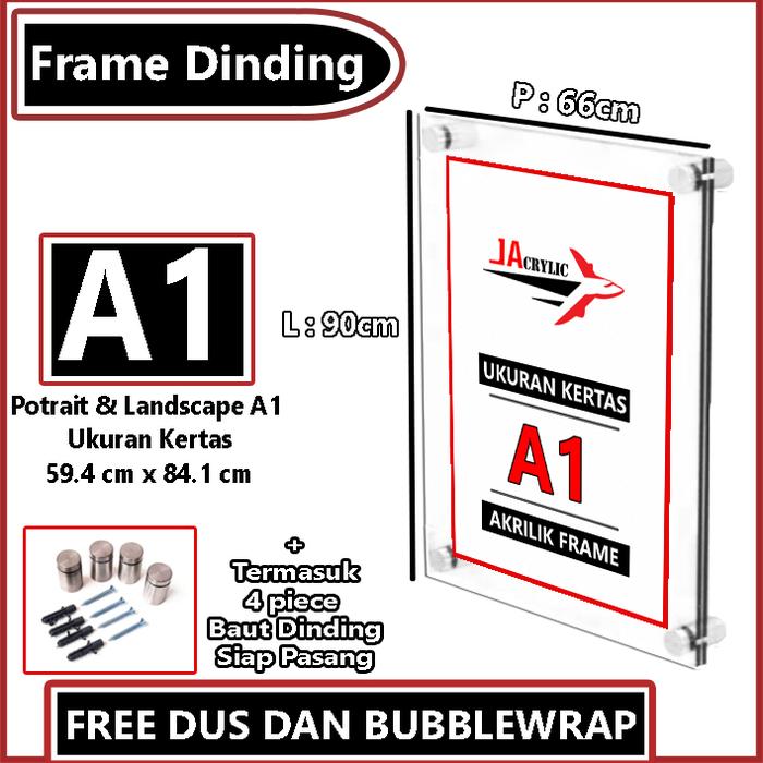 Gambar Frame Dinding Akrilik / Display Dinding Akrilik Ukuran A4 / A3 / A2 - A1 dari Jet Indo Acrylic undefined Tokopedia
