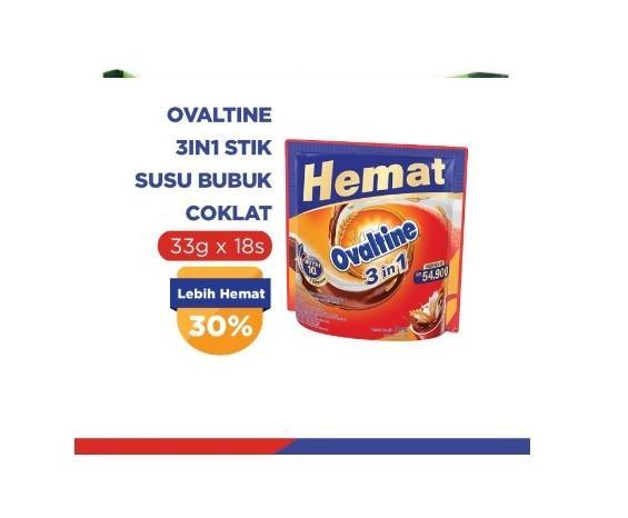 Gambar Ovaltine 3In1 Susu Bubuk Coklat Stik 33 Gr X 18 Pcs dari ToLiReSe undefined Tokopedia