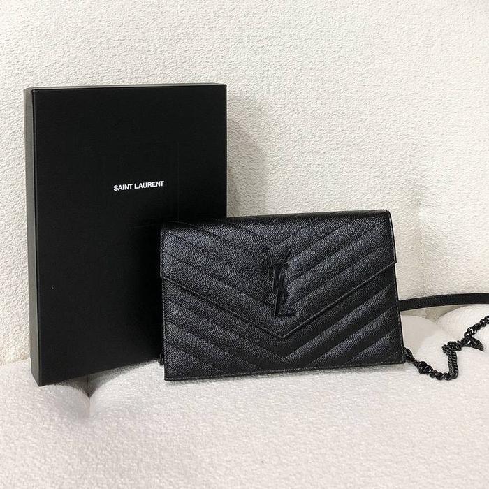Jual YSL Saint Laurent WOC Wallet on chain 19cm All Black BHW