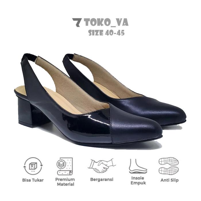 Sepatu Pantofel Formal Wanita Big Size Jumbo 40-45 Besar Heels  Black, 40