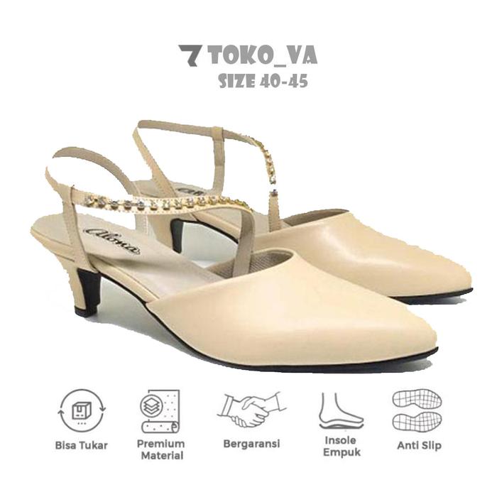 Gambar A.E.M Sepatu High Heels Wedding Pesta Kondangan Wanita Ukuran BigSize - Kream, 40 dari Toko Va Big Size undefined Tokopedia