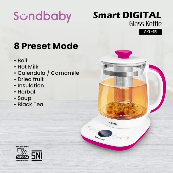 Gambar Sundbaby Smart Digital Glass Kettle - magenta dari Bolde Official Store undefined Tokopedia