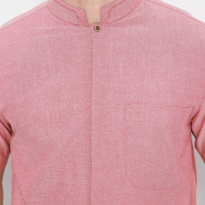 Gambar CodeMale-Culture Kemeja Pria Lengan Pendek MerahPeach/ Baju Koko slim - Merah peach, XXL dari Code Male undefined Tokopedia