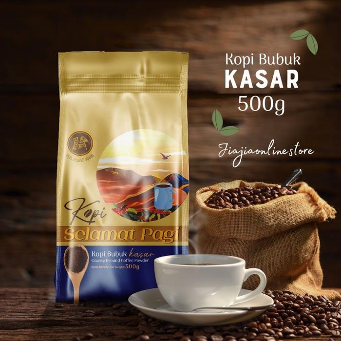 Gambar Kopi Selamat Pagi 400gr Kopi KASAR / HALUS Bubuk Hitam Biji Robusta - 500gr Kasar dari JiaJiaOnlineStoree undefined Tokopedia