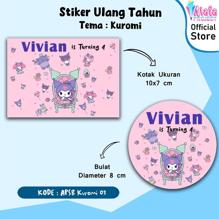 Gambar Stiker Ulang Tahun Kuromi alafaproject - APSB Kuromi 03, Kotak 10x7 cm dari ALAFA PROJECT undefined Tokopedia