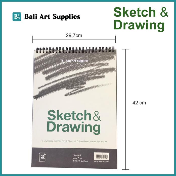 Gambar Sketch & Drawing Book BAS Wire Bound SketchPad 25lbr A3,A4 A5 130gr - A3 42 x 29,7 cm dari Bali Artemedia undefined Tokopedia
