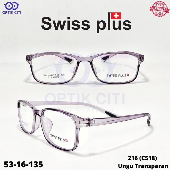 Gambar frame kacamata pria wanita swiss plus 216 super lentur dan ringan ori - c518 Ungu trans dari Optik Citi Eyewear undefined Tokopedia