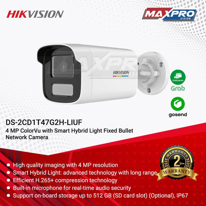 Jual DS-2CD1T47G2H-LIUF - HIKVISION IP 4MP COLORVU HYBRID AUDIO CAMERA ...