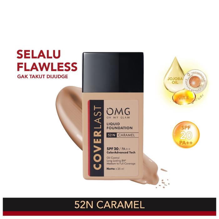 Gambar OMG Oh My Glam Coverlast Liquid Foundation 25ml BPOM - 52N Caramel dari Skinplaza undefined Tokopedia