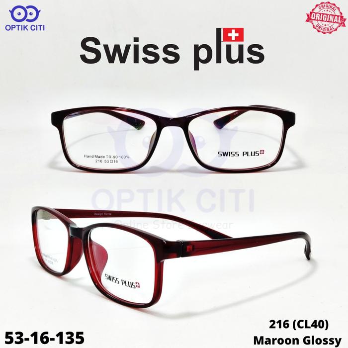 Gambar frame kacamata pria wanita swiss plus 216 super lentur dan ringan ori - cl40 Maroon Glo dari Optik Citi Eyewear undefined Tokopedia