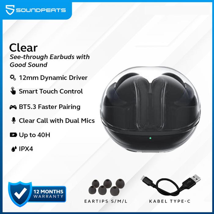 Gambar SoundPEATS Clear True Wireless Earbuds with Good Sound TWS Resmi - Black dari GATOTKACA KOMPUTER undefined Tokopedia