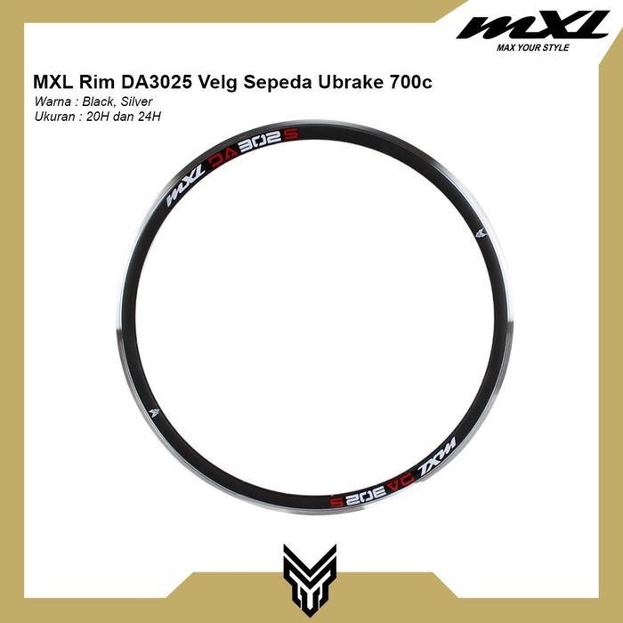 Gambar MXL Rim Velg Sepeda Balap DA302S U Brake 700c 20H 24H Velg Road Bike - Black, 20H dari MXL Sports Indonesia undefined Tokopedia