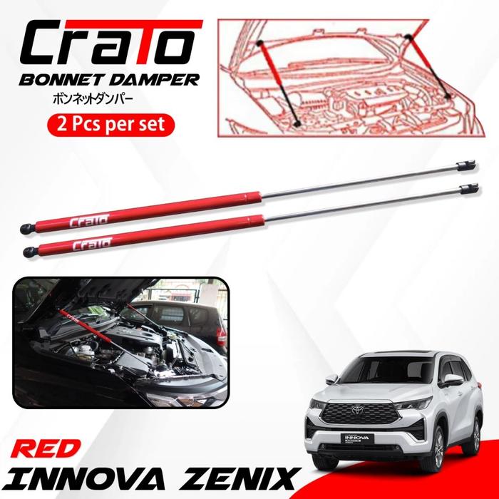 Gambar Aksesoris Shock Kap Mesin Hood Damper CRATO Innova Zenix - Merah dari HS VARIASI Car Accessories undefined Tokopedia