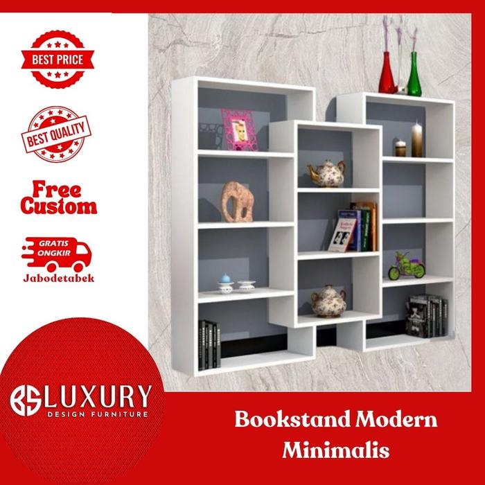 Gambar Rak Buku Kotak Kotak & Pajangan Dekorasi Minimalis Bahan Multiplek dari Luxury Design Furniture undefined Tokopedia