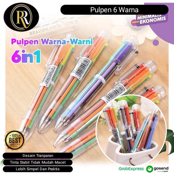 Gambar Pulpen 6 Warna Alat Tulis Balpoin Pena Belajar Anak Unik Lucu Praktis dari RR Gudang undefined Tokopedia