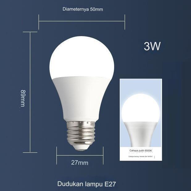Gambar Bola Lampu LED bohlam putih 6500k terang 25w 18w 15w 12w 9w 7w 5w 3w - 3W PUTIH dari GPSshoop undefined Tokopedia