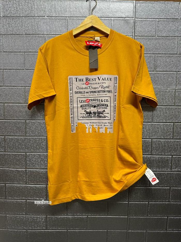 Gambar Kaos Pria Premium katun Combed 24s Distro - Kuning, XL dari Pusat Jeans Store undefined Tokopedia
