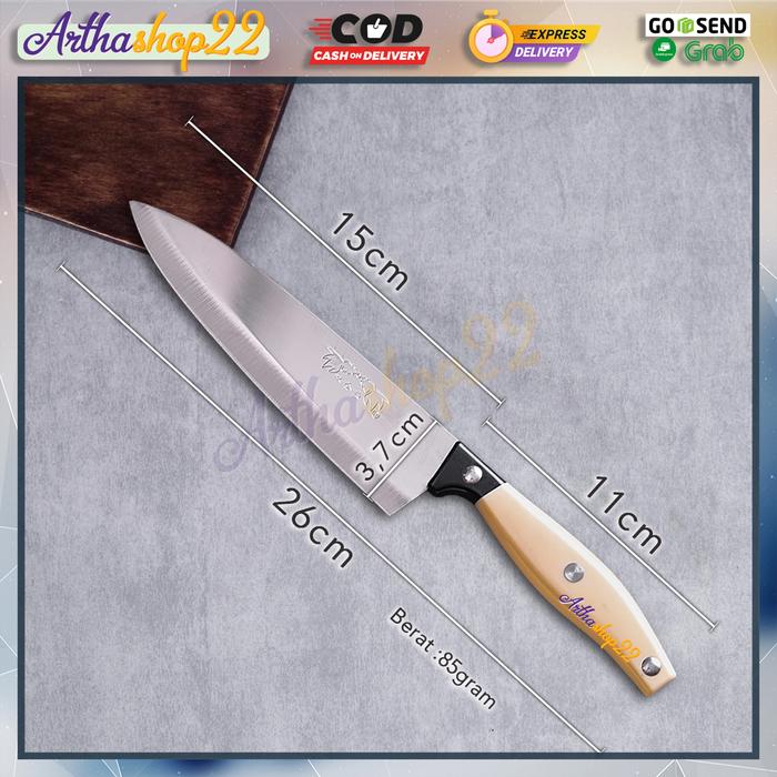 Gambar Cap Ikan Pisau Dapur Stainless Steel Full tang Chef Knife Double Goldfish Kitchenware - 6inci lurus dari arthashop22 undefined Tokopedia