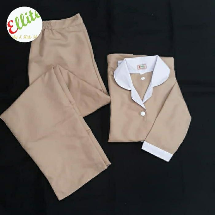 Gambar SERAGAM BAJU SUSTER BAJU PANJANG + CELANA PANJANG - Cokelat, S dari Ellite Baby & Kid Shop undefined Tokopedia