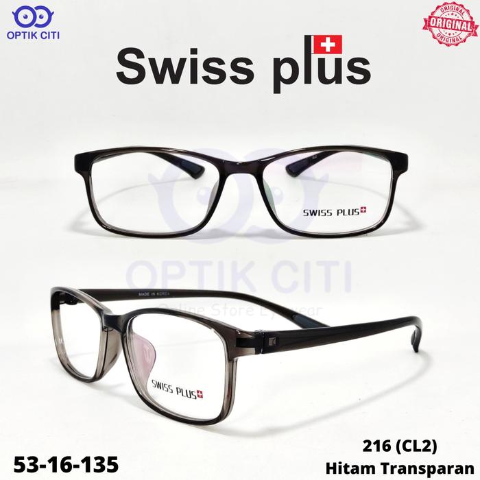 Gambar frame kacamata pria wanita swiss plus 216 super lentur dan ringan ori - cl2 Hitam trans dari Optik Citi Eyewear undefined Tokopedia