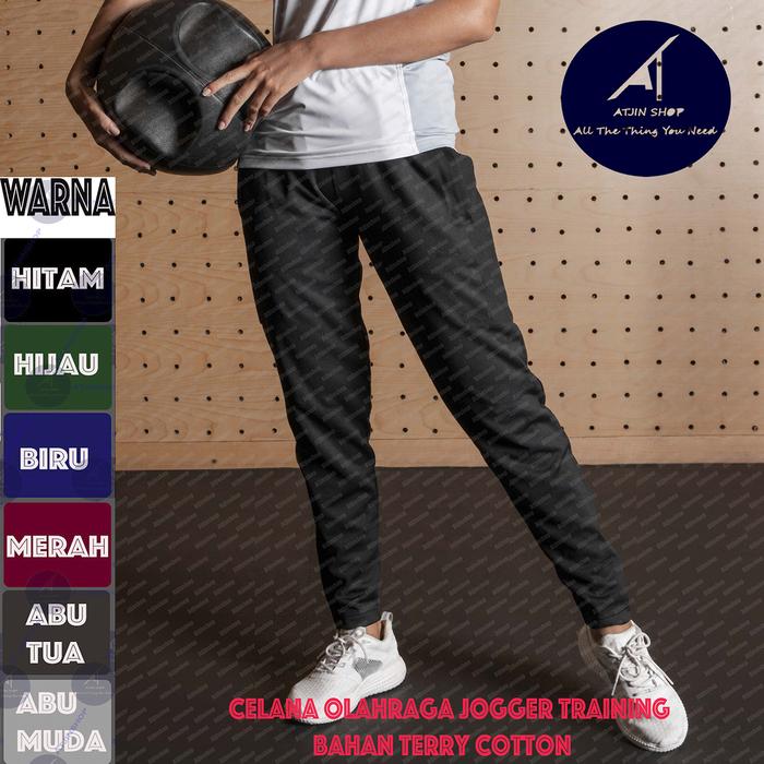 Gambar Celana Joger Training Bahan Katun Terry Lembut dan Adem ( M - 3XL ) - Hitam, M dari Foratjin undefined Tokopedia