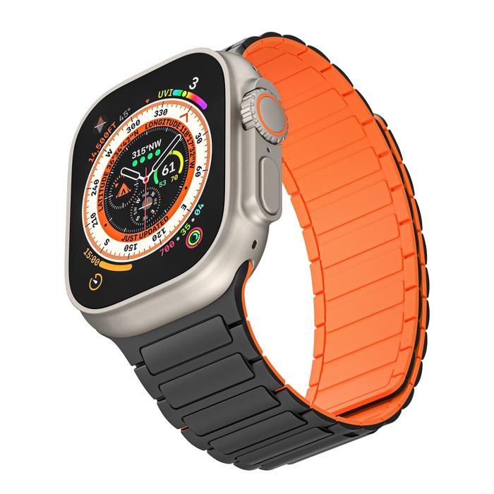 Gambar GETGARD Tali Jam Magnetik untuk Apple Watch Ultra 49mm Series 1-10 Tali Silikon Lembut Ringan Nyaman Silicone Magnetic Strap - Black/Orange dari GET-WID undefined Tokopedia