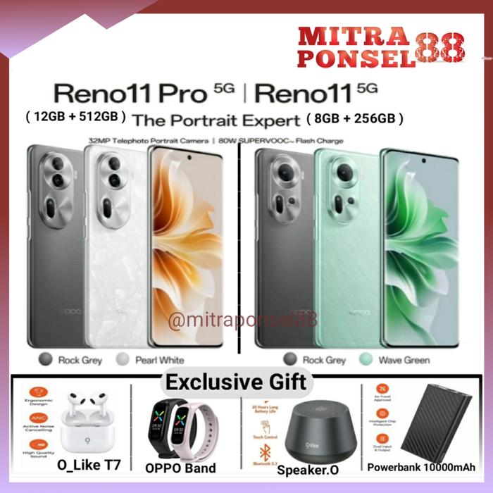 Gambar OPPO RENO 11 PRO 5G 12/512 | RENO 11 5G 8/256 5G NFC GARANSI RESMI - A98 5G Black, Bonus Powerbank dari MM.CELL undefined Tokopedia
