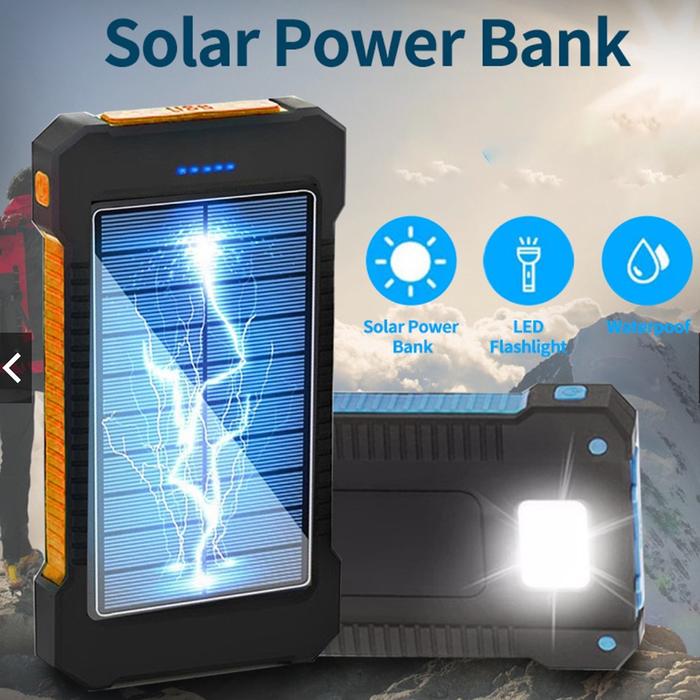 Gambar Power Bank Tenaga Solar Panel Surya Dengan Lampu LED - PS-P401 - Black dari Alcategory Store undefined Tokopedia