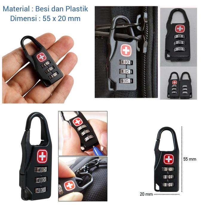 Pin Koper Jual Gembok Tas Koper Stainless Nomor kode Angka 3 Digit PIN Warna Gold ...