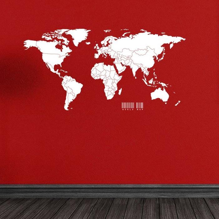 Gambar Wall Cutting Sticker World Map Peta Dunia Stiker Dinding Rumah Kantor - Putih dari Pesolex Variasi undefined Tokopedia