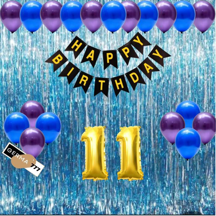 Gambar Set Dekor Ulang Tahun Anak Tirai Biru Muda Banner Happy Birthday Hemat - HITAM, 1 dari Germa777 undefined Tokopedia