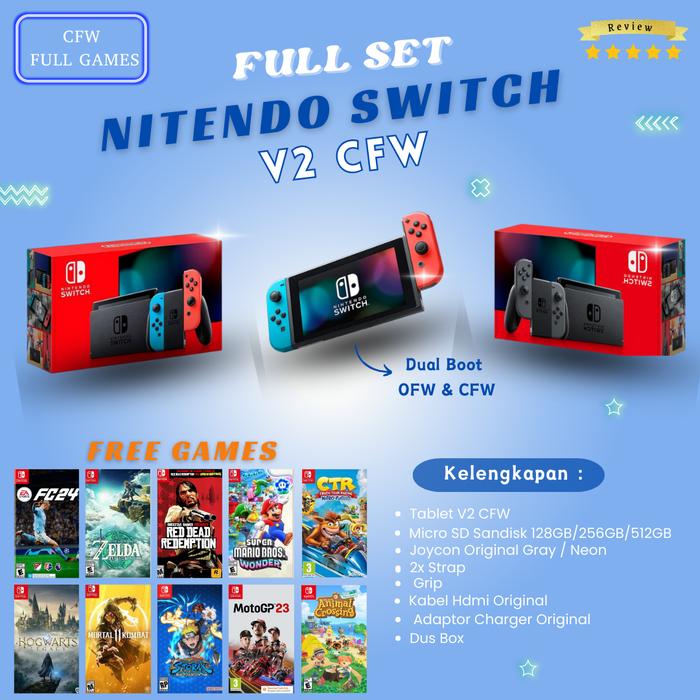 Jual Nintendo Switch V2 Neon NS Second Like New Gray, 128GB