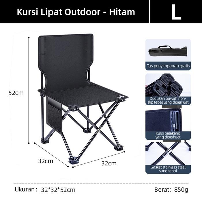 Gambar Kursi Lipat Outdoor Kursi Lipat Camping Portable Folding Chair Serbagu - Hitam L dari HIDUP MEWAH Store undefined Tokopedia