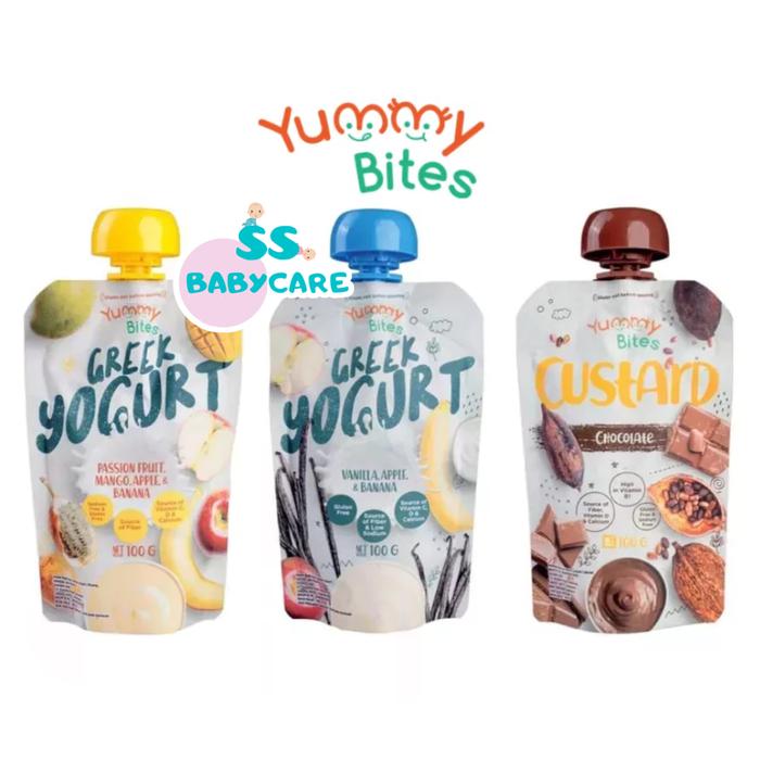 Gambar Yummy Bites Greek Yogurt & Custard Chocolate 100gr - Yogurt MPASI Bayi - Vanilla Apple dari ss babycare undefined Tokopedia