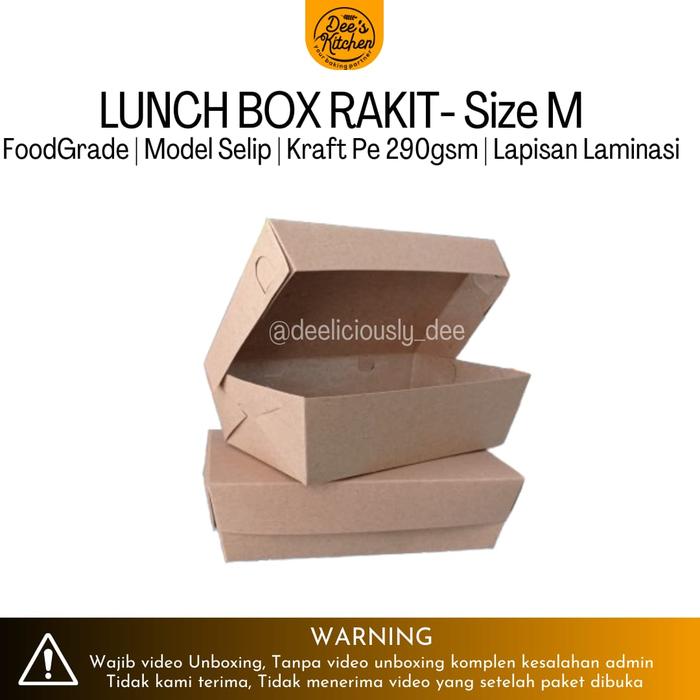 Gambar Paper Lunch Box S,M,L/ Kotak makanan coklat polos/ lunch box selip - S (Small), 10pcs dari Dees kitchen bogor undefined Tokopedia