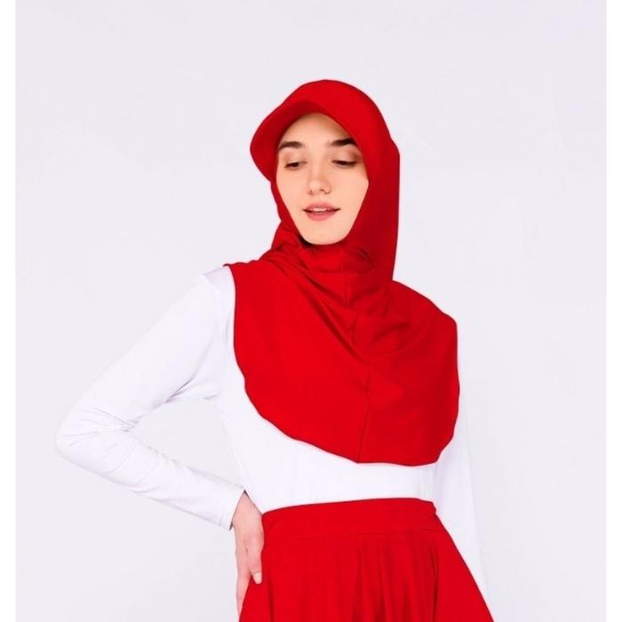 Gambar Kerudung Hijab Olahraga Sporty Instan Topi - Merah dari Aris Sport Shop undefined Tokopedia