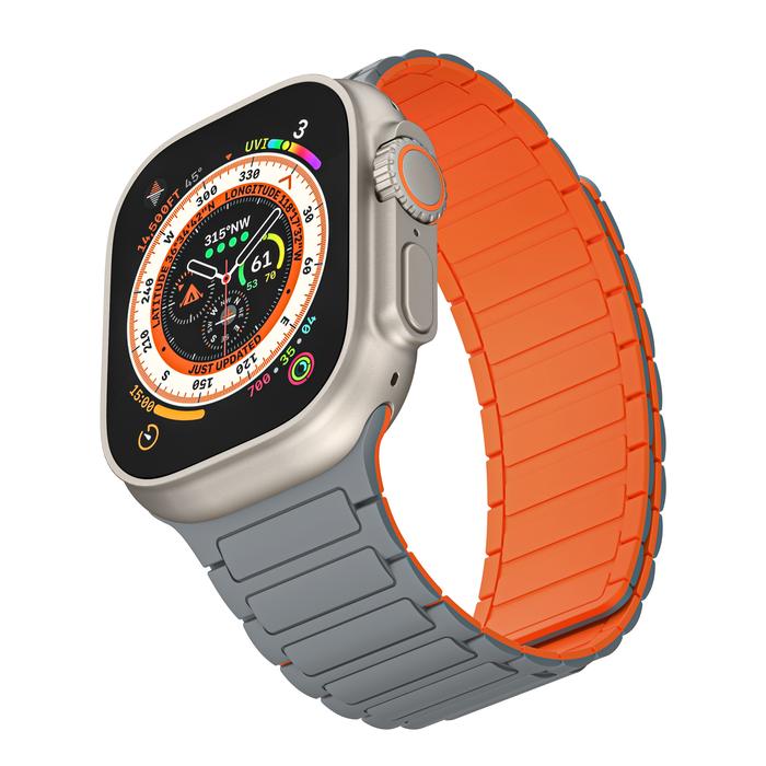 Gambar GETGARD Tali Jam Magnetik untuk Apple Watch Ultra 49mm Series 1-10 Tali Silikon Lembut Ringan Nyaman Silicone Magnetic Strap - Grey/Orange dari GET-WID undefined Tokopedia