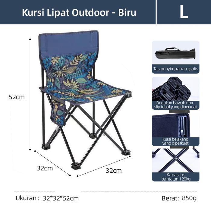 Gambar Kursi Lipat Outdoor Kursi Lipat Camping Portable Folding Chair Serbagu - Daun willow L dari HIDUP MEWAH Store undefined Tokopedia