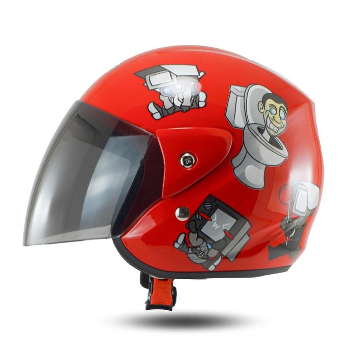 Gambar Helm Anak Bip Plast Helm Anak Retro Bagus Karakter Dino Kuping Kucing - KOP SKIBIDI RED, PAKAI CAT PINK dari devanosyahputra21 undefined Tokopedia