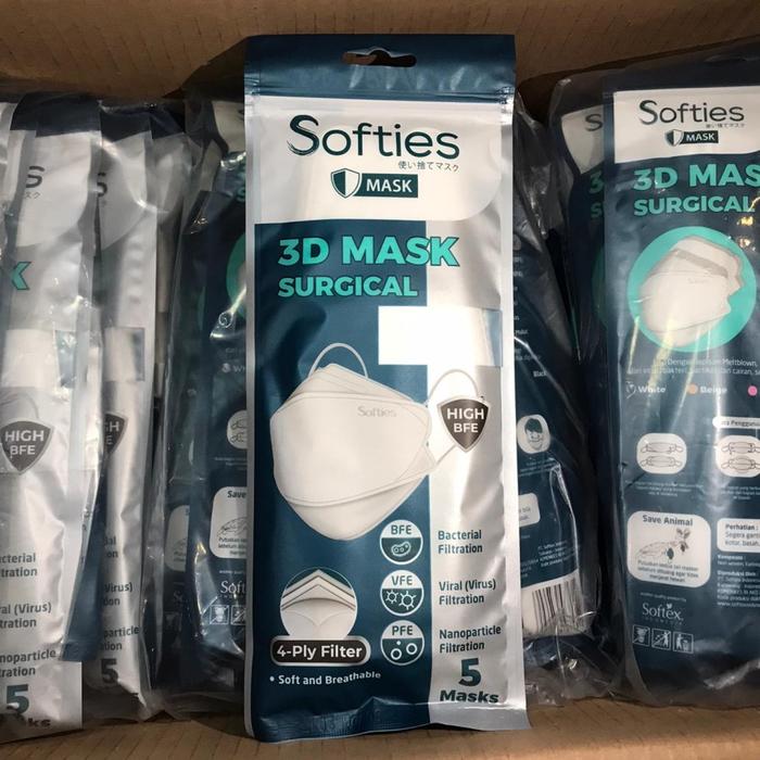 Gambar Softies 3D Surgical Mask isi 5pcs Model KF94 Masker Medis 4ply Filter - Putih dari bestdeal_NEW Kota Administrasi Jakarta Pusat Tokopedia