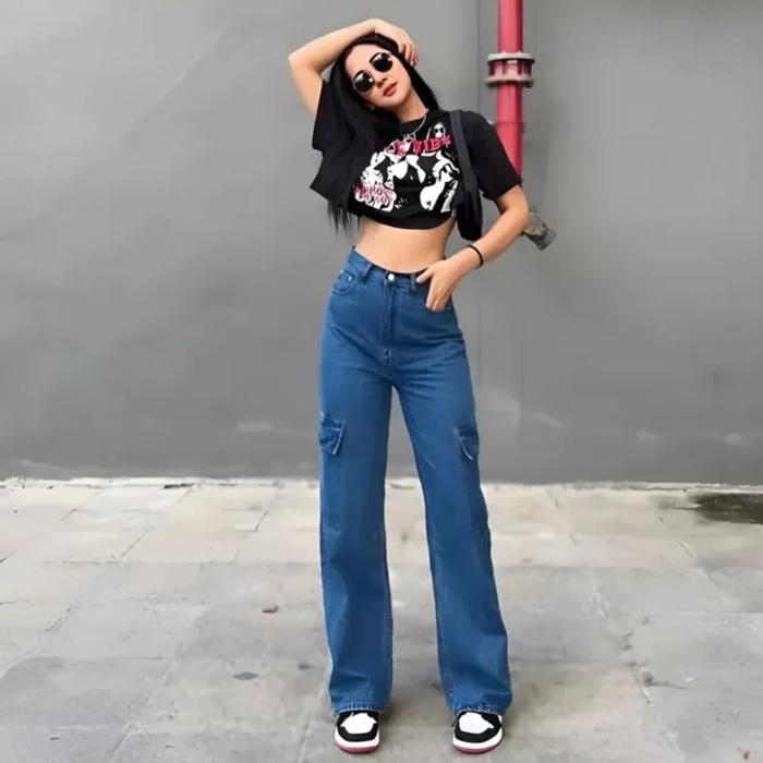 Jual Celana Cargo Jeans Wanita Premium Celana Highwaist Jeans