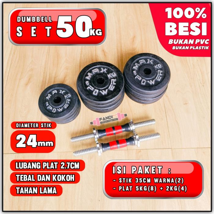 Gambar Barbel 50kg BESI - dumbbell set 50kg - dumble 50kg - dumbell 50kg - Kunci MUR dari WARUNG BARBEL undefined Tokopedia